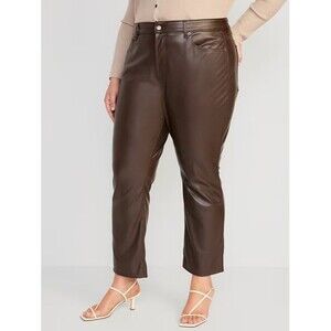Old Navy High Rise Faux Leather Bootcut Ankle Pants Womens 16 Tall Brown NEW